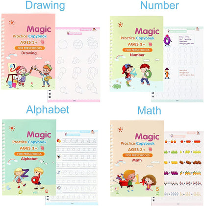 Magic Practice Copybook (4 BOOKS,1 PEN,1 GRIP,10 REFILL) – 50% OFF Today!